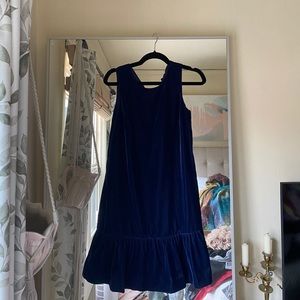 NWT! J. CREW Blue Ruffle Hem Velvet Dress 2